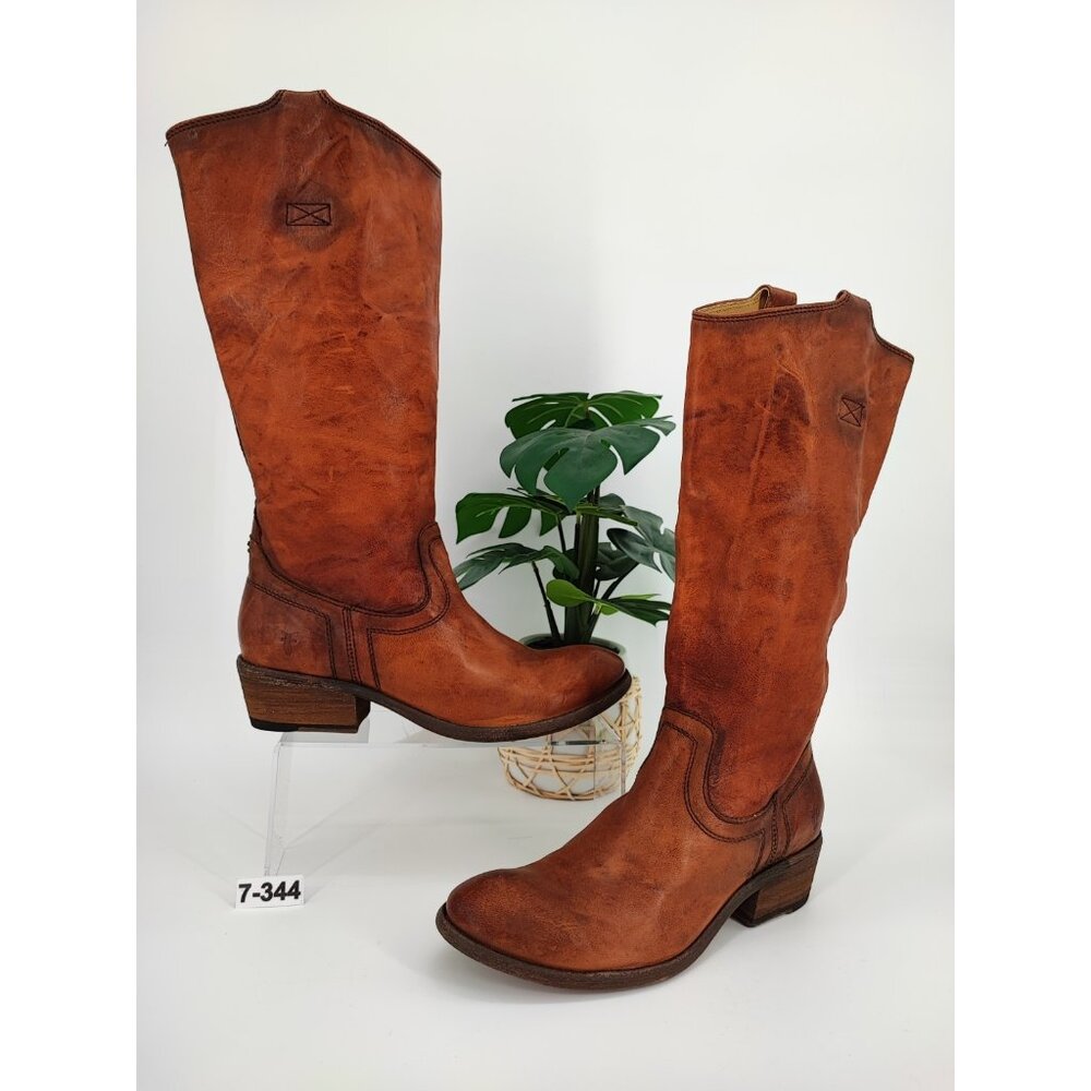 Frye Women's Brown Leather Tall Riding Boots Size 7B US - Picture 1 of 8